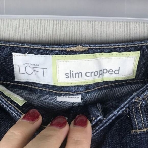 Ann Taylor Loft Womens Slim Cropped Jeans Size 4 Dark Wash Denim Cotton Blend - Picture 4 of 7